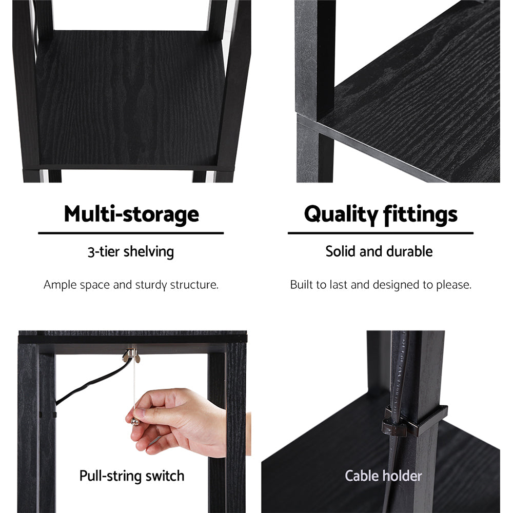 Artiss Floor Lamp 3 Tier Shelf - Black