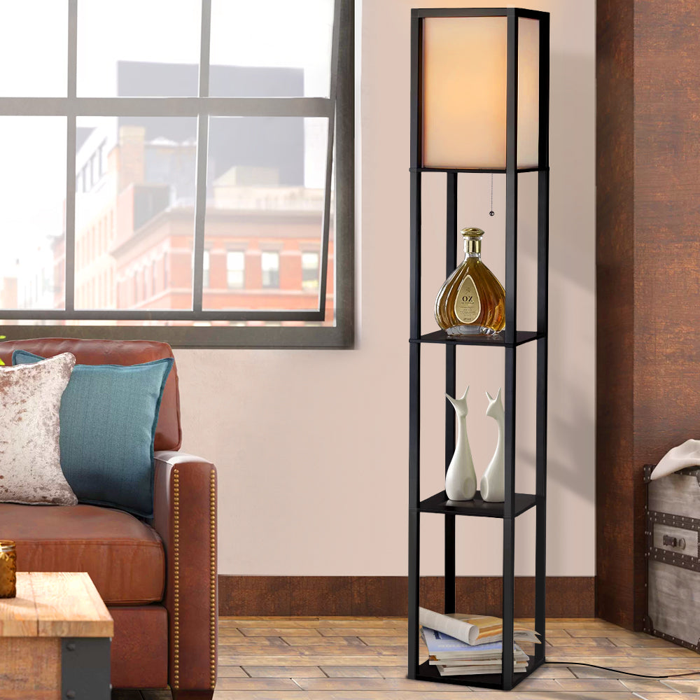 Artiss Floor Lamp 3 Tier Shelf - Black