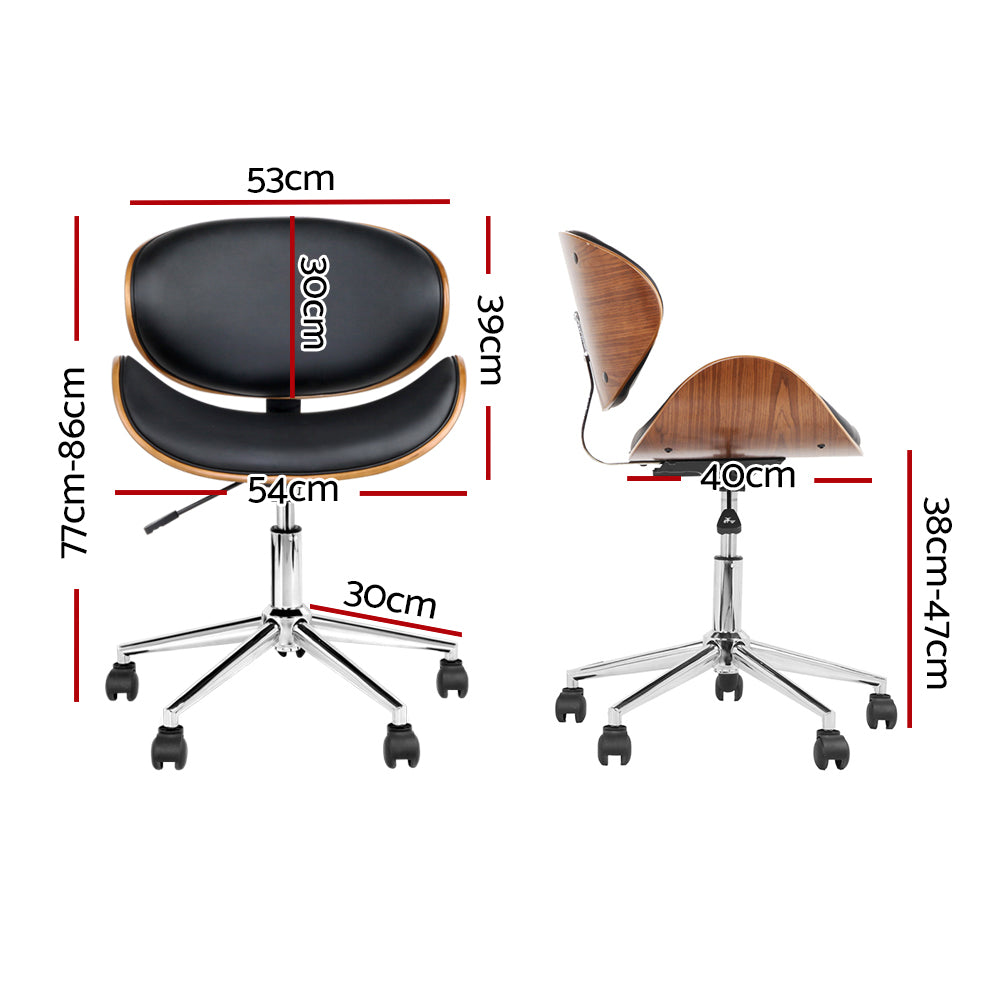 Artiss Wooden Leather Office Chair - Black