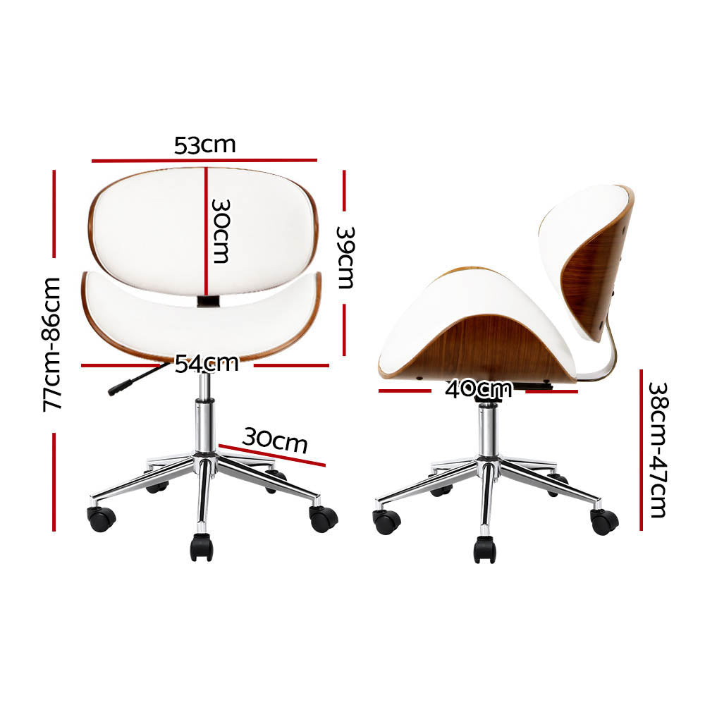 Artiss Wooden Leather Office Chair - White