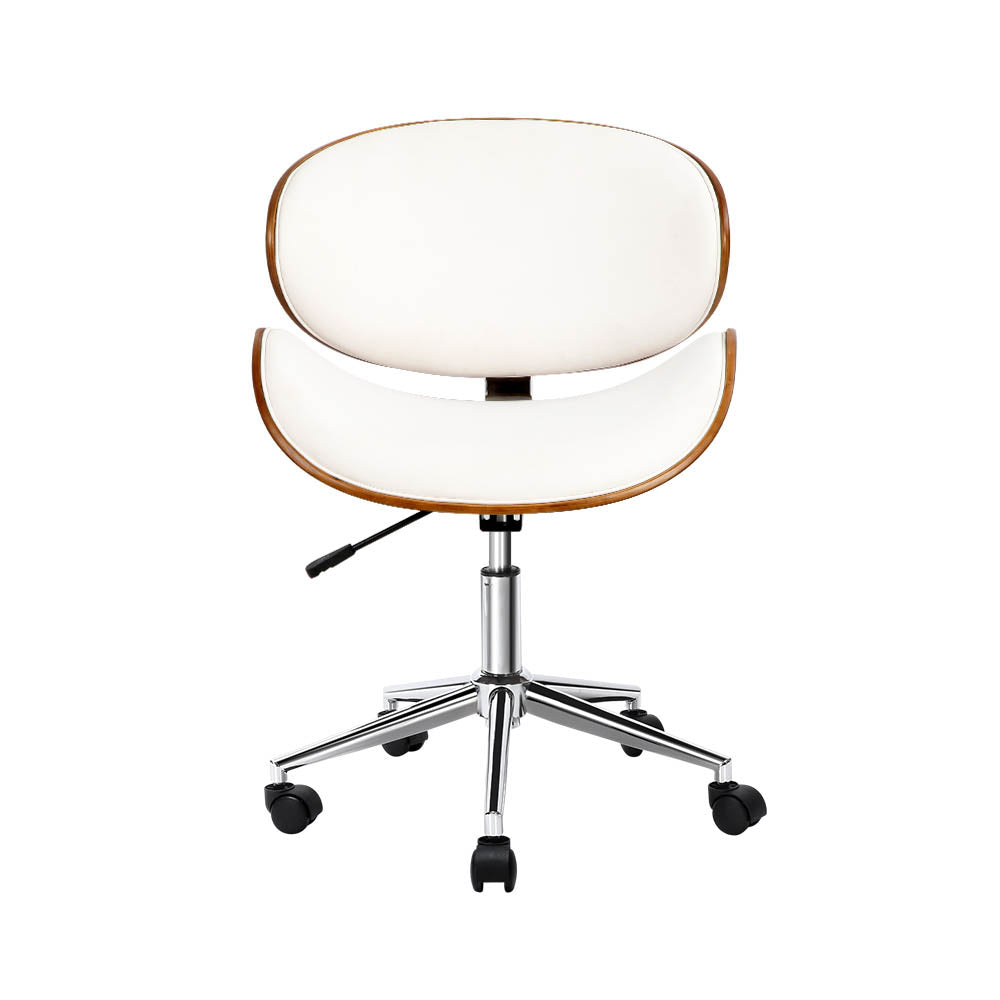Artiss Wooden Leather Office Chair - White