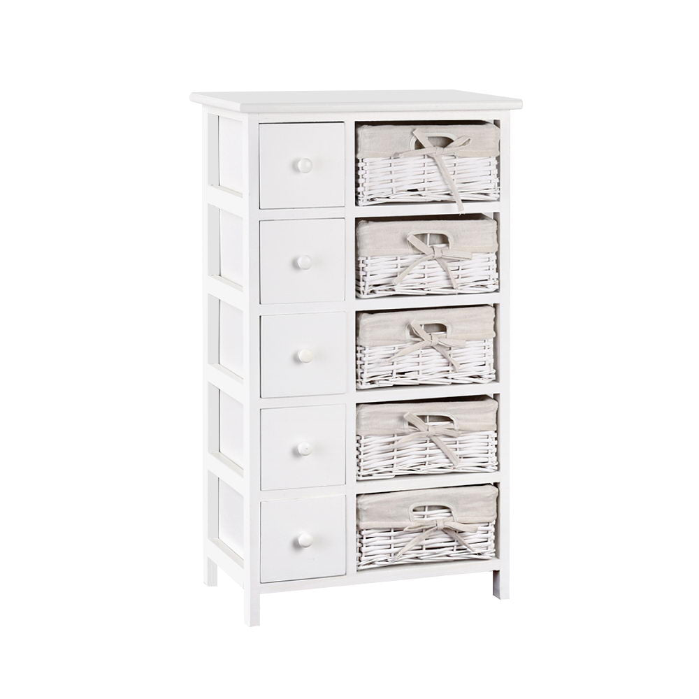 Artiss May Chest of Drawers with 5 Baskets - White