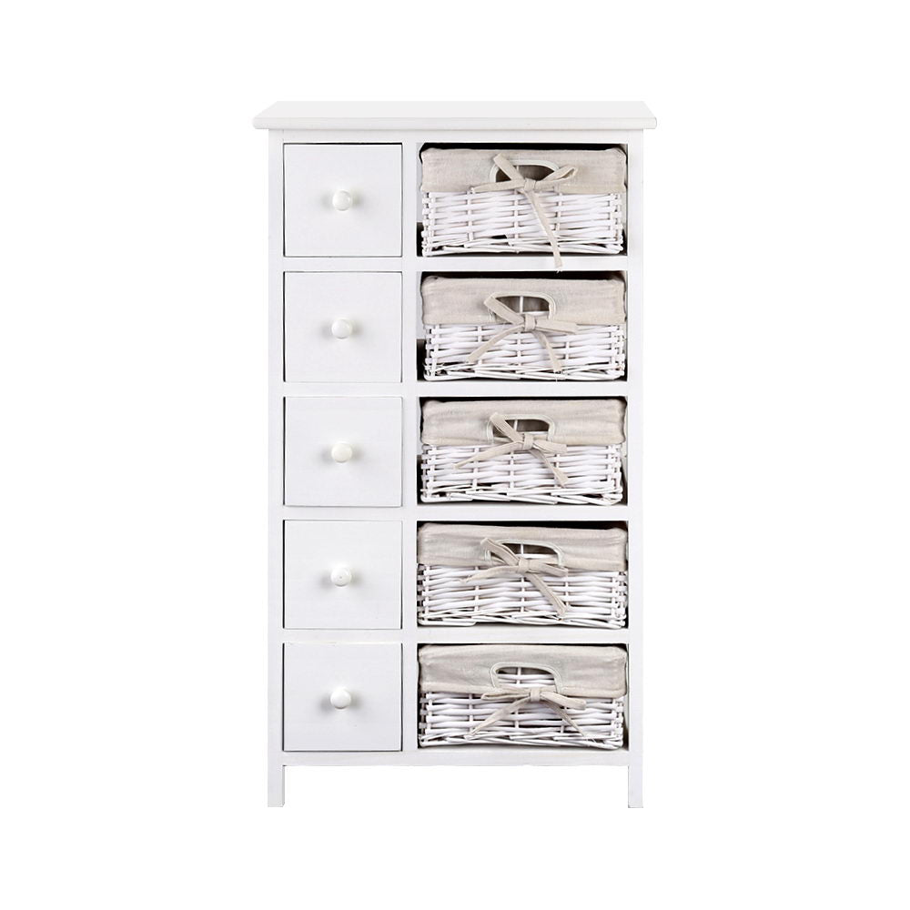 Artiss May Chest of Drawers with 5 Baskets - White
