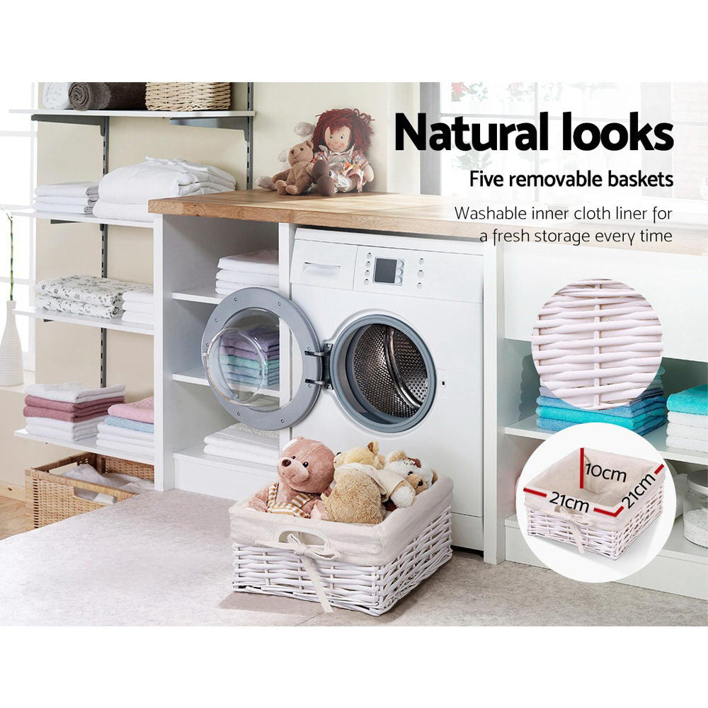 Artiss May Chest of Drawers with 5 Baskets - White