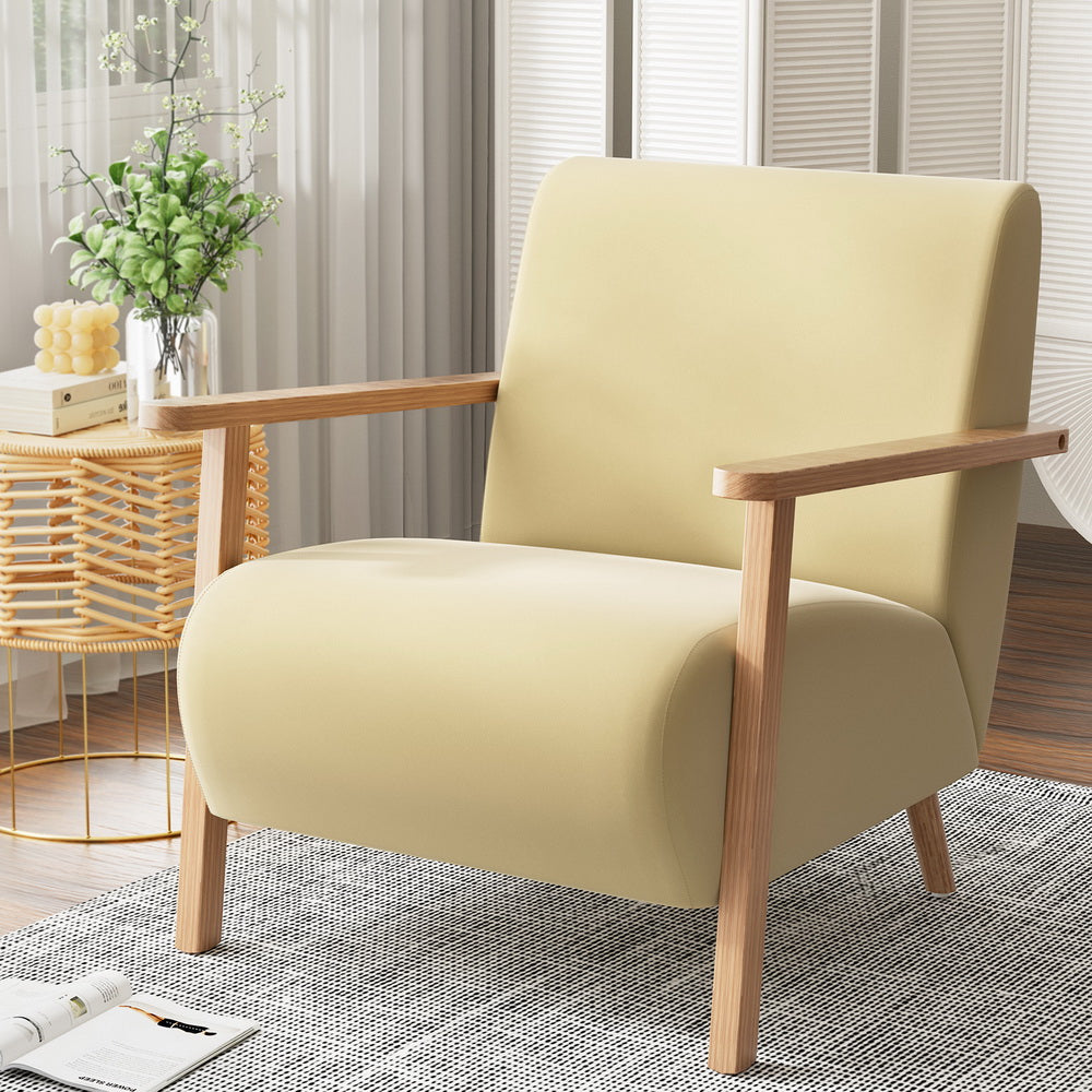Artiss Olie Armchair - Velvet Yellow