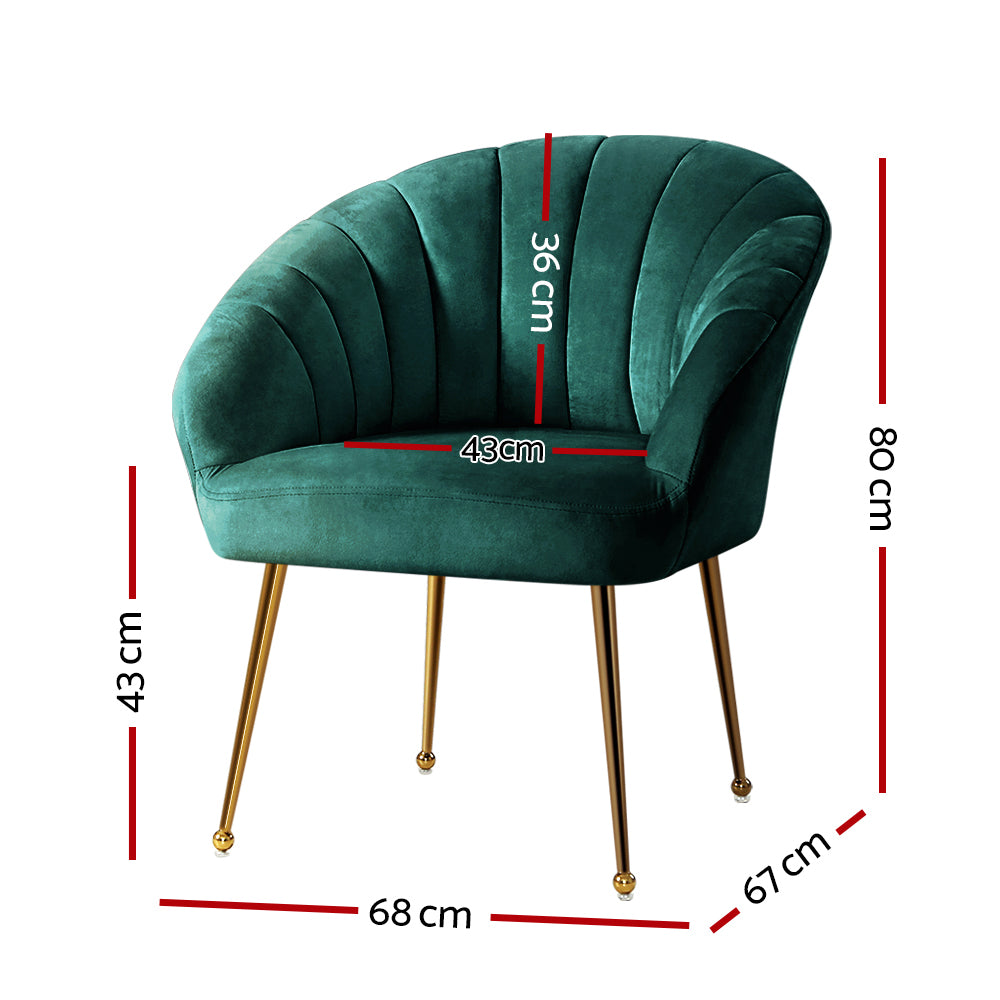 Artiss Eloise Armchair - Velvet Green