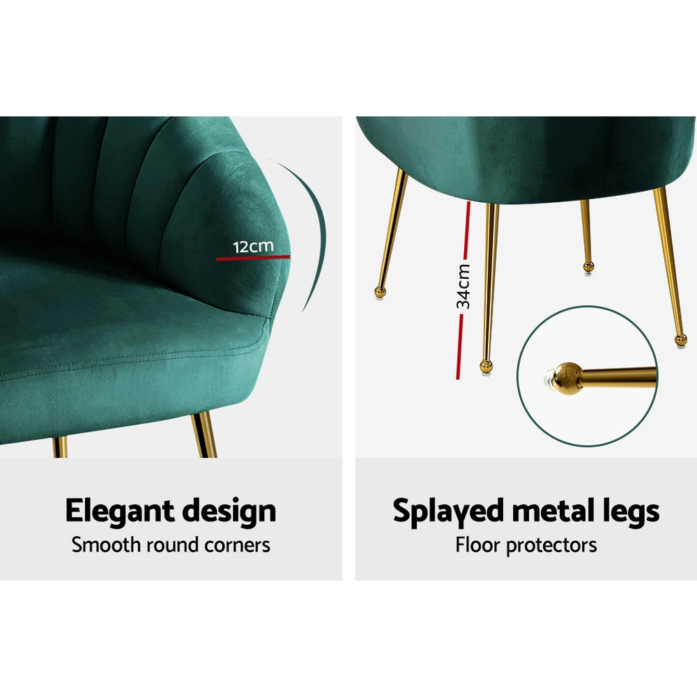 Artiss Eloise Armchair - Velvet Green