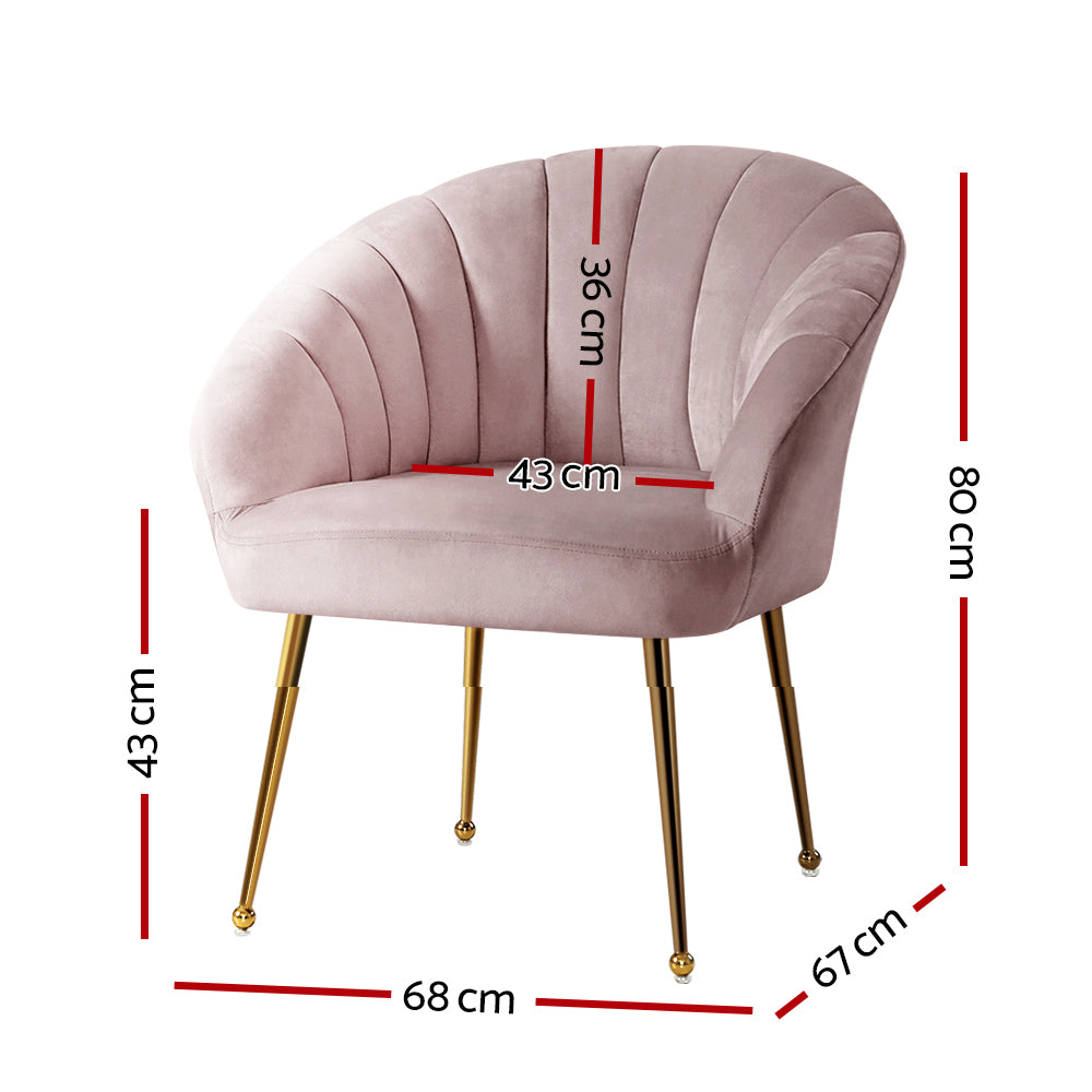 Artiss Eloise Armchair - Velvet Pink