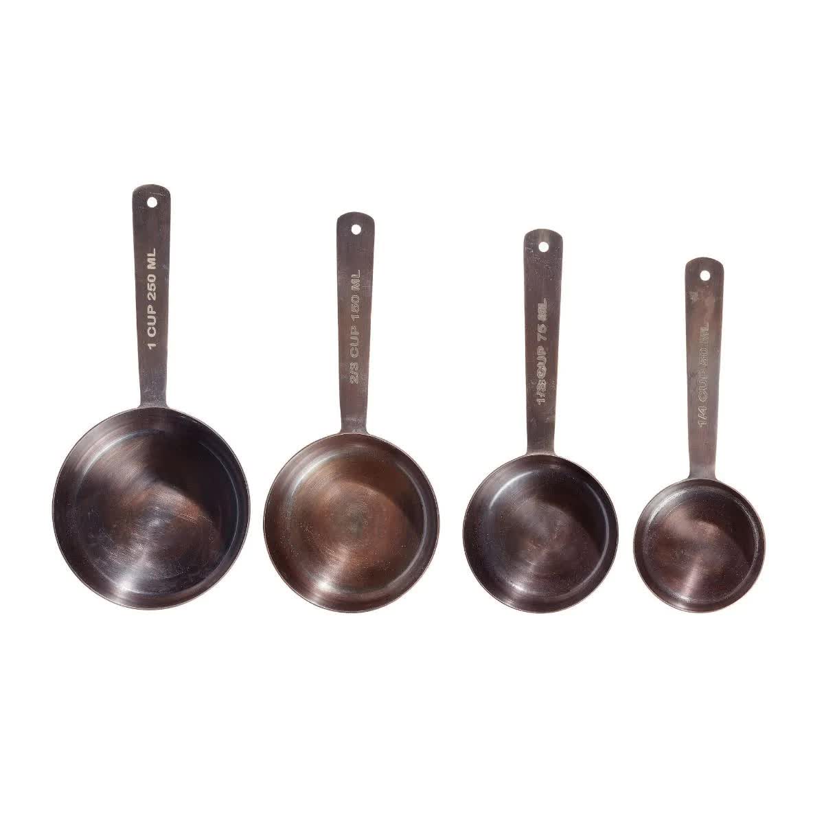 Antique Stainless Steel with Copper Finish Measuring Cup Set