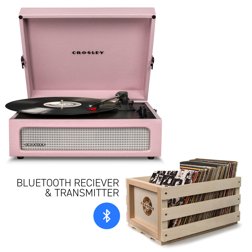 Crosley Voyager Portable Turntable with Bluetooth & Record Storage Crate