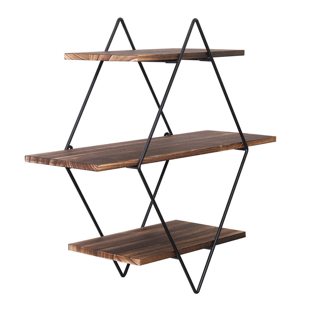 3-Tier Rustic Wood Floating Wall Shelves