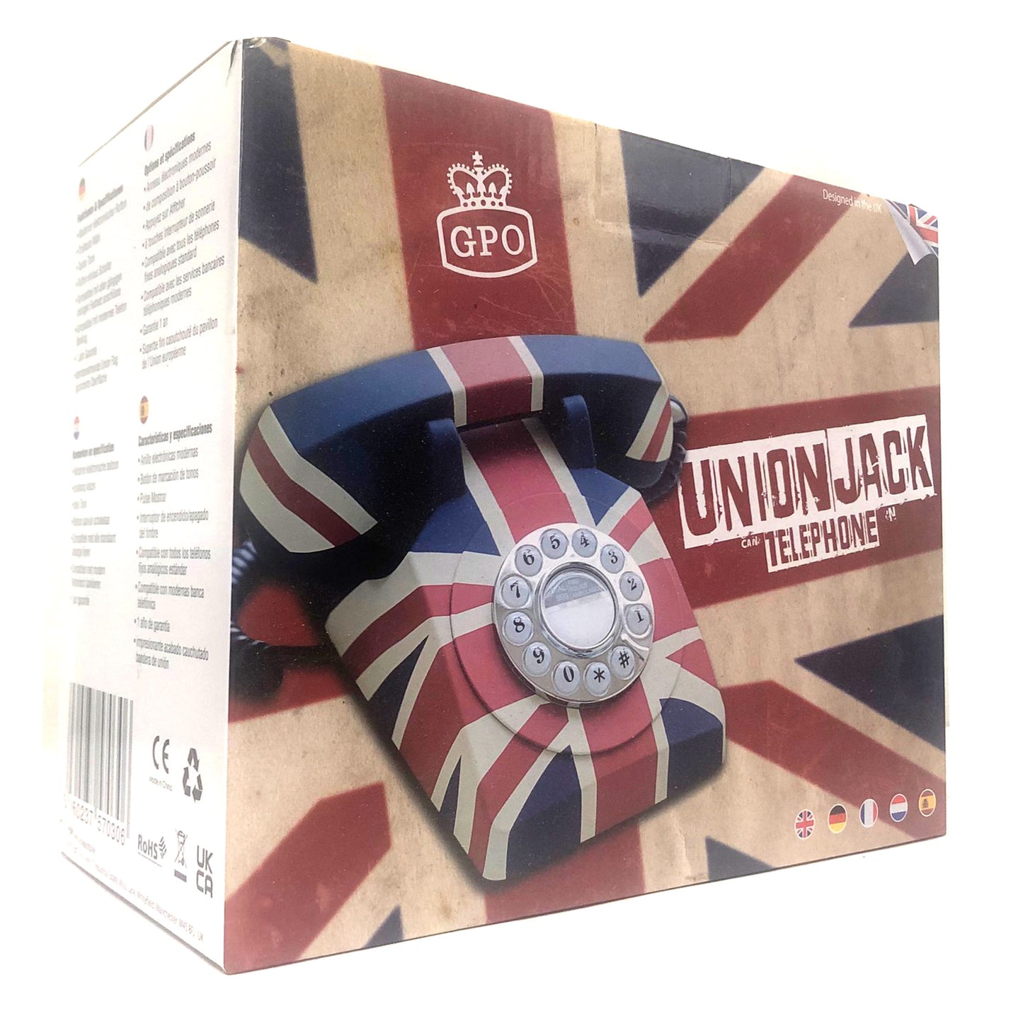 GPO 746 Retro Rotary Push Button Telephone - Union Jack Design