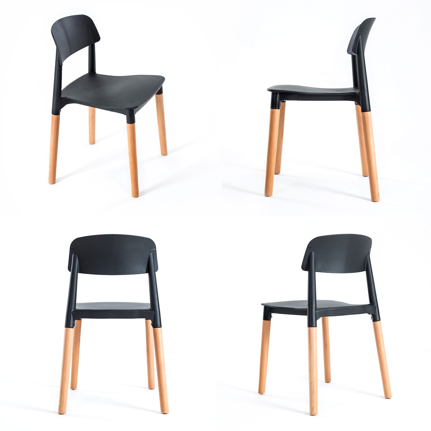 Belloch Stackable Dining Cafe Chairs x 4 - Black