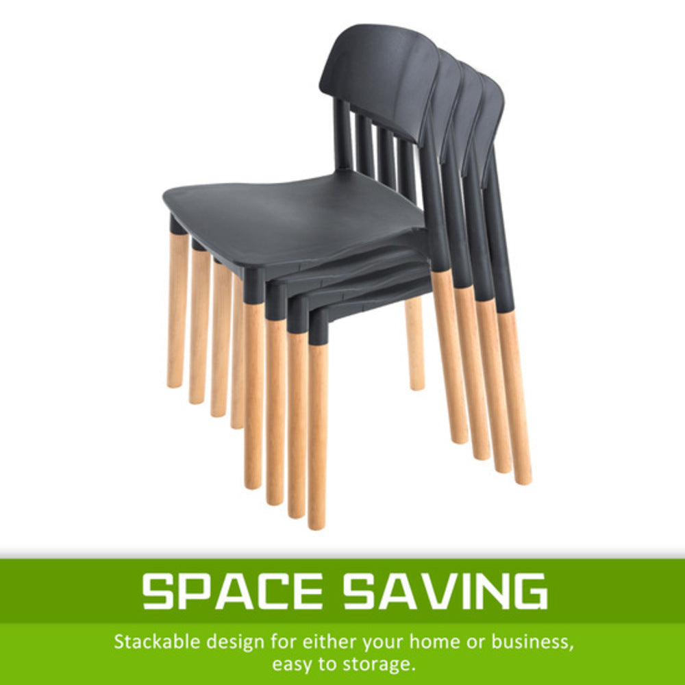 Belloch Stackable Dining Cafe Chairs x 4 - Black