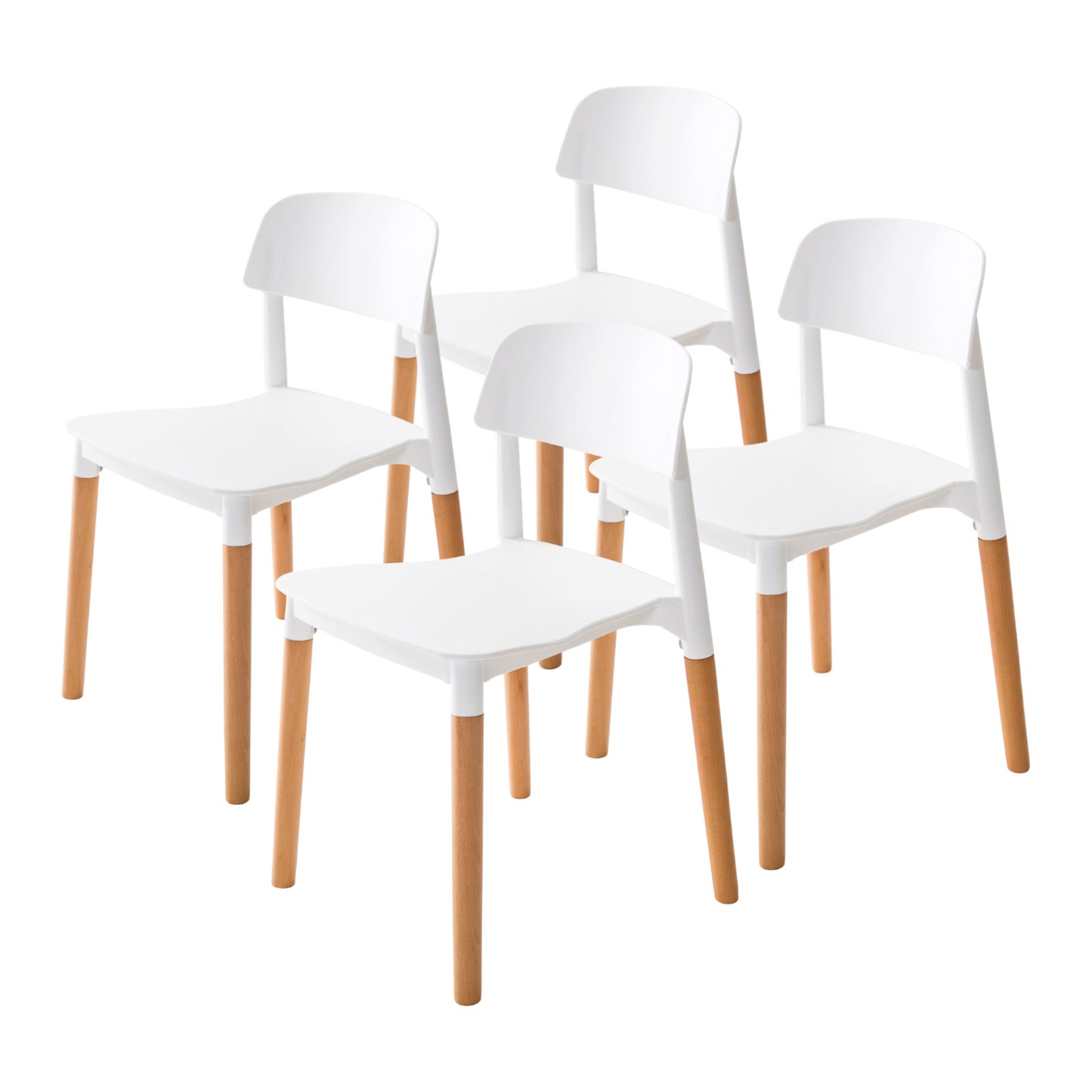 Belloch Stackable Dining Cafe Chairs x 4 - White