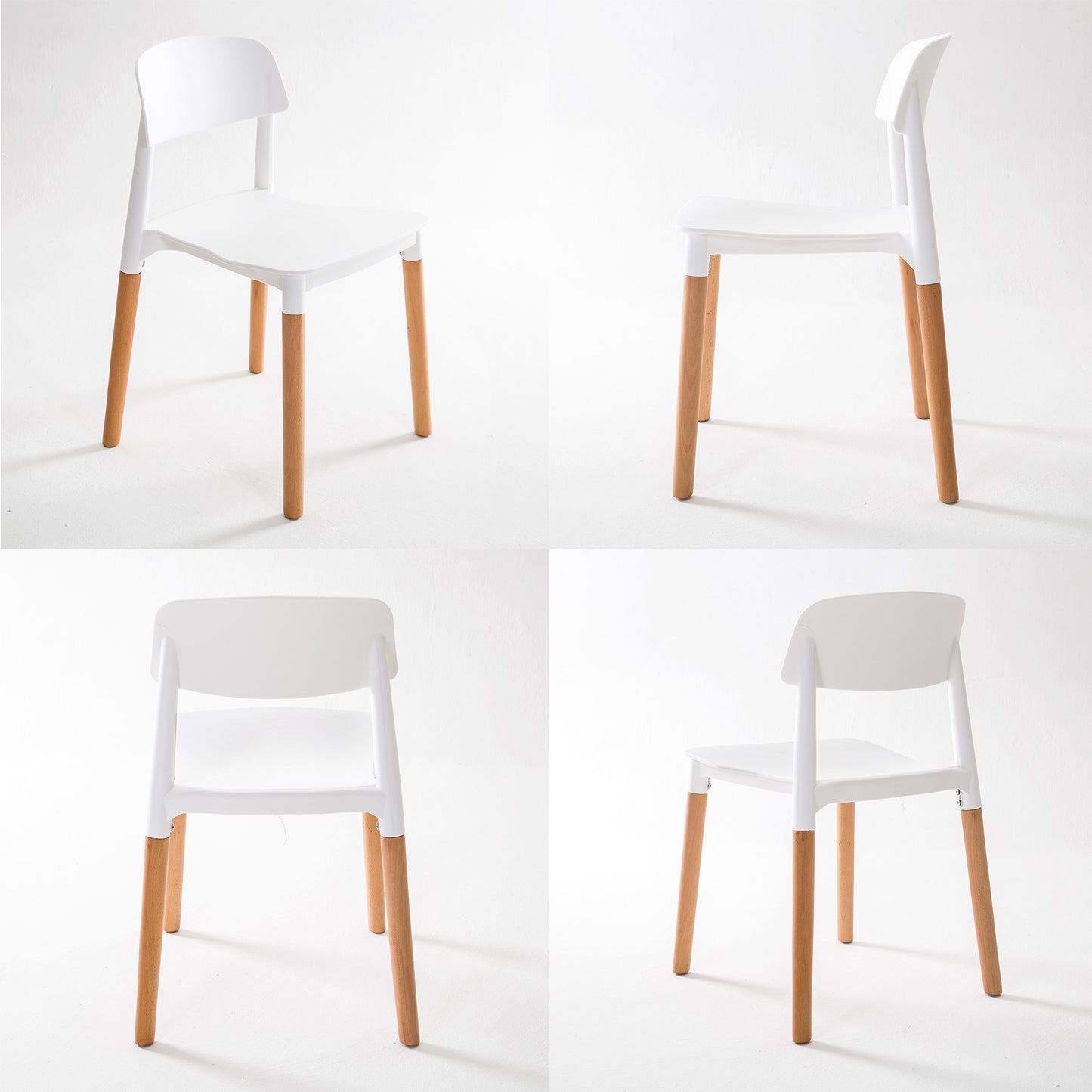 Belloch Stackable Dining Cafe Chairs x 4 - White