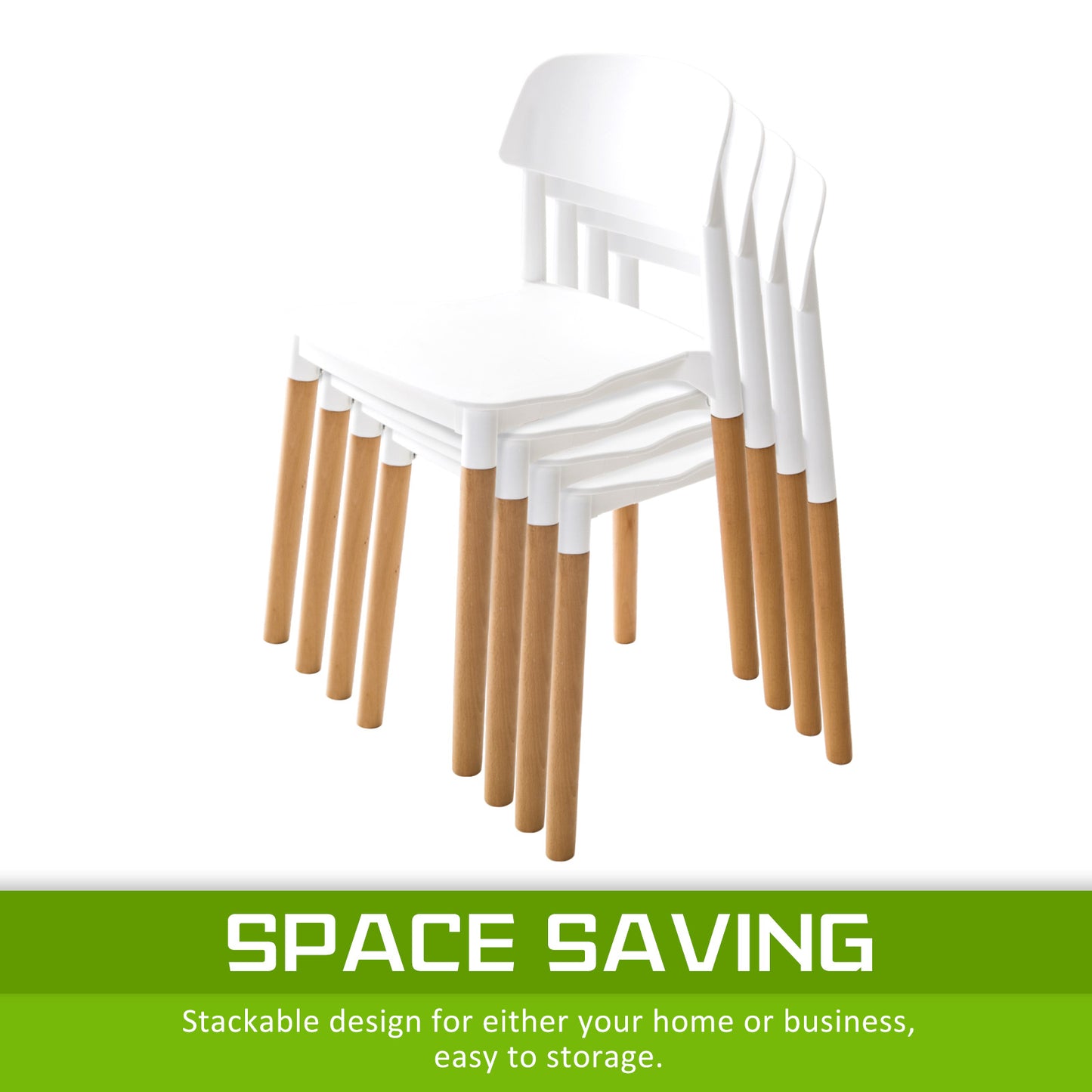 Belloch Stackable Dining Cafe Chairs x 4 - White