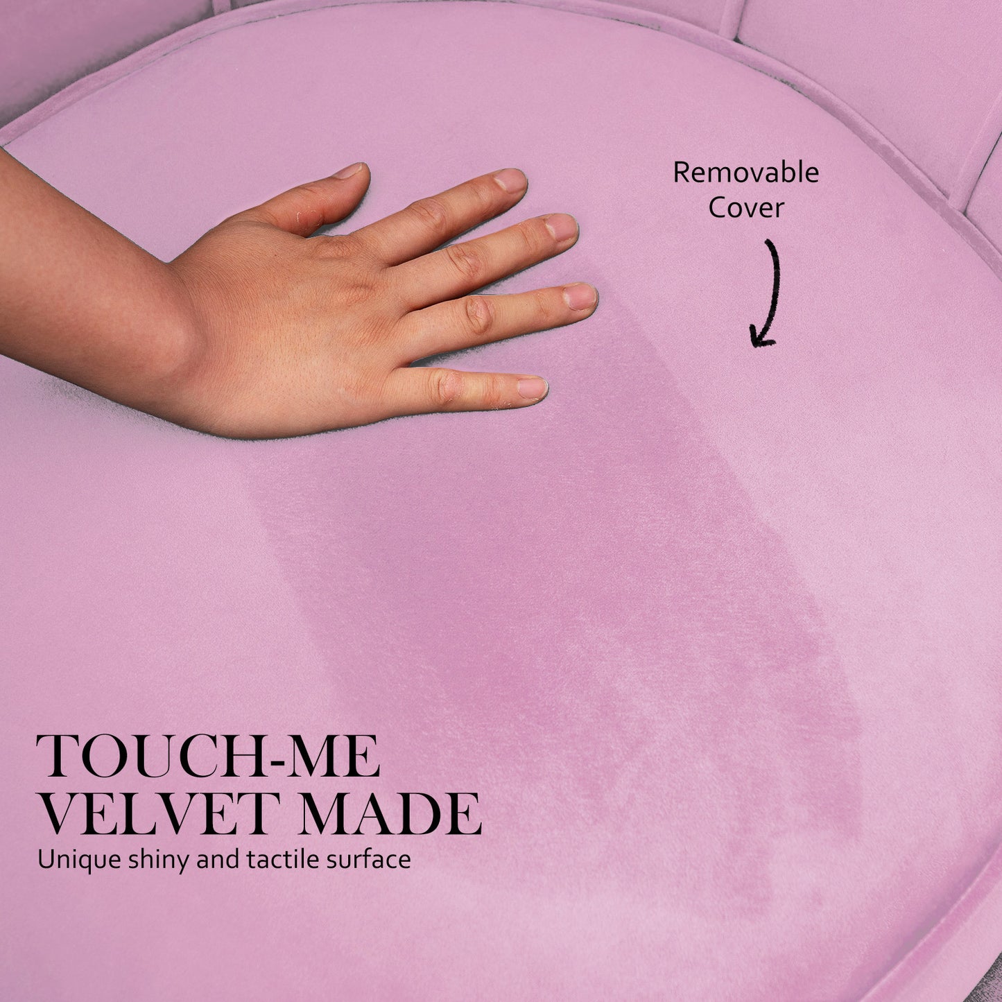 La Bella Velvet Shell Armchair and Round Ottoman - Pink