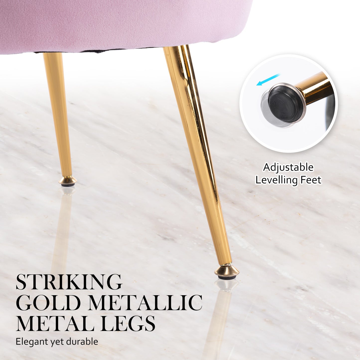 La Bella Velvet Shell Armchair and Round Ottoman - Pink