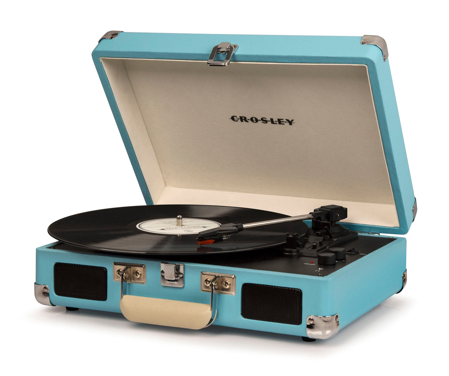Crosley Cruiser Bluetooth Portable Turntable - Turquoise + Entertainment Stand Bundle