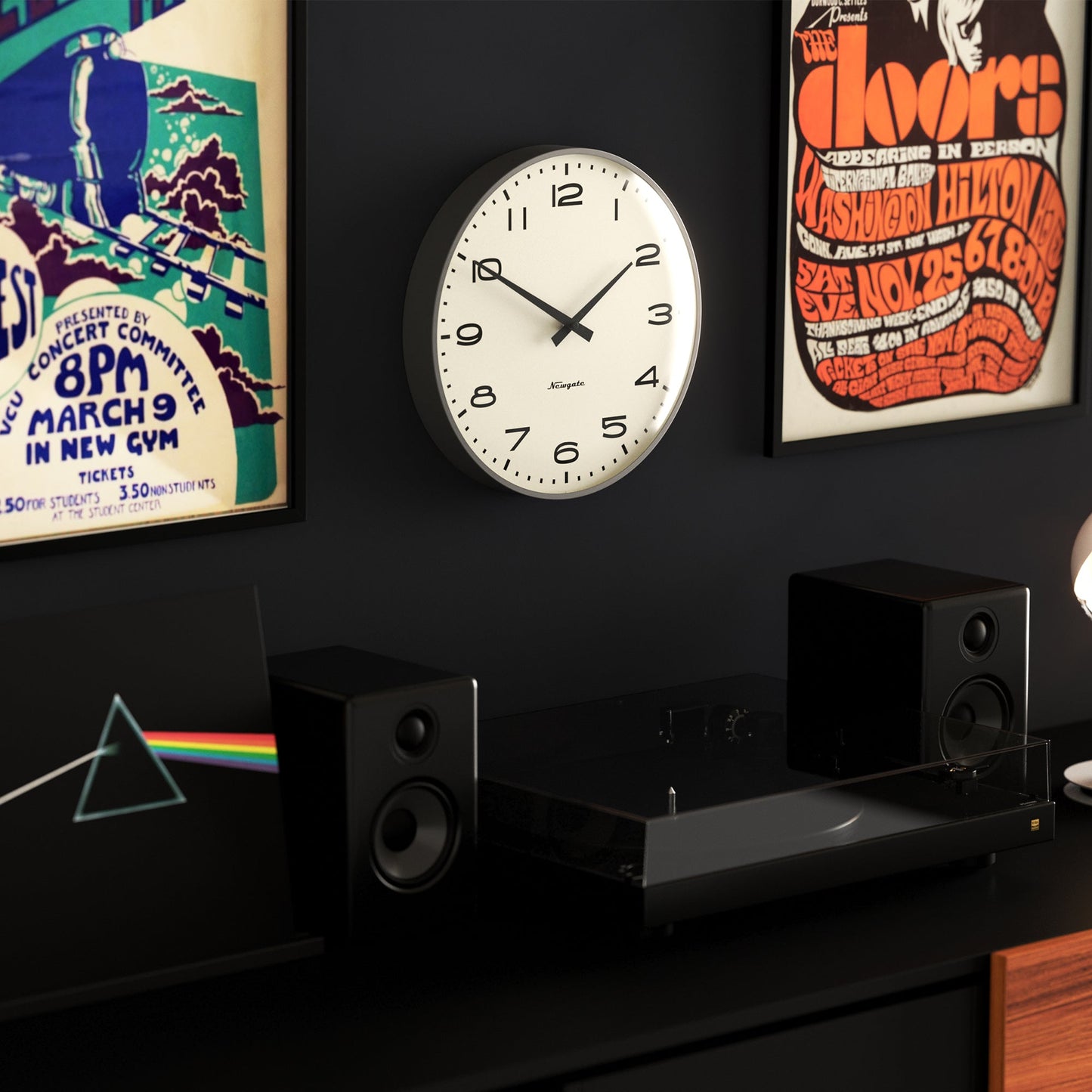 Newgate Radio City Wall Clock Arabic Dial - Matte Blizzard Grey