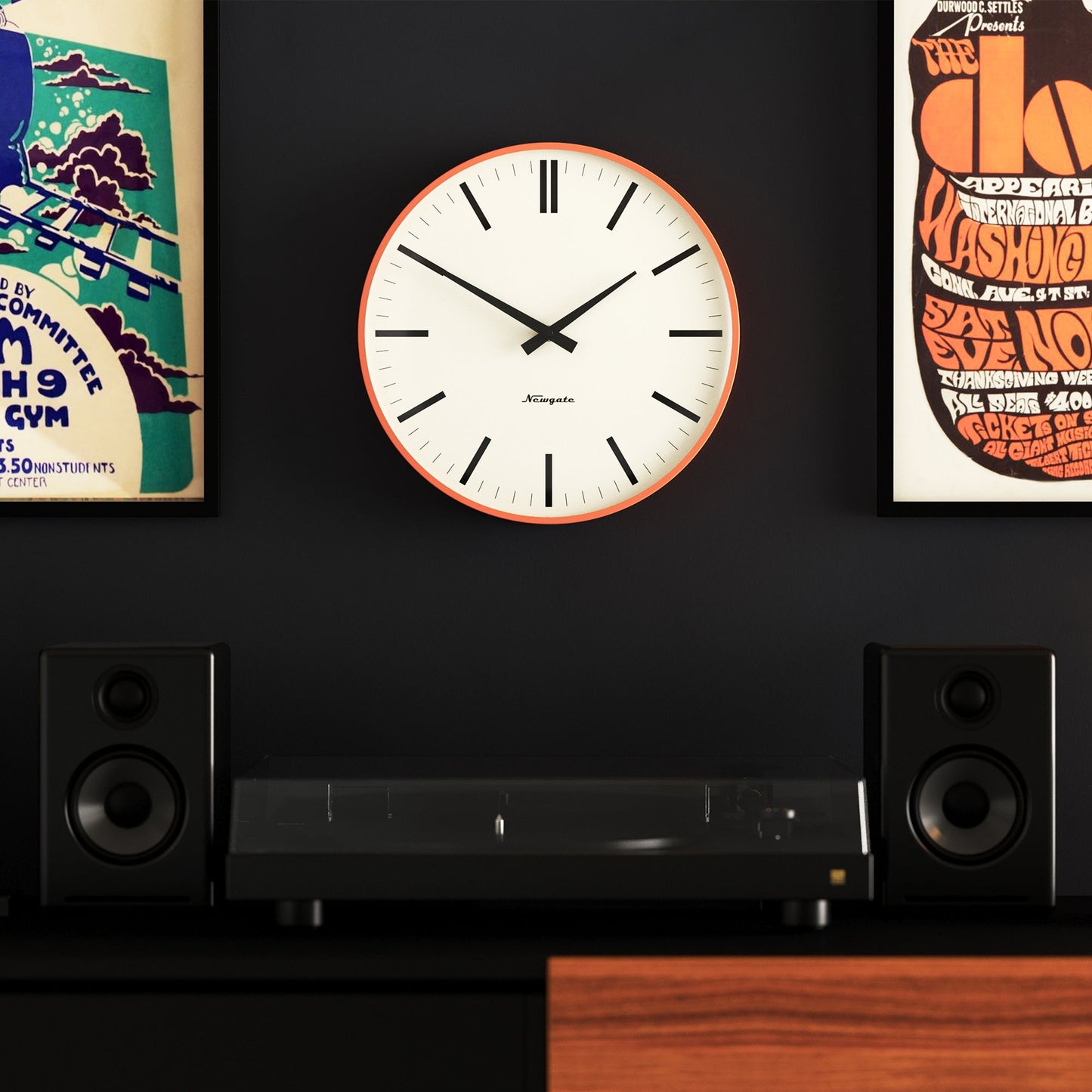 Newgate Radio City Wall Clock Marker Dial - Matte Pumpkin Orange