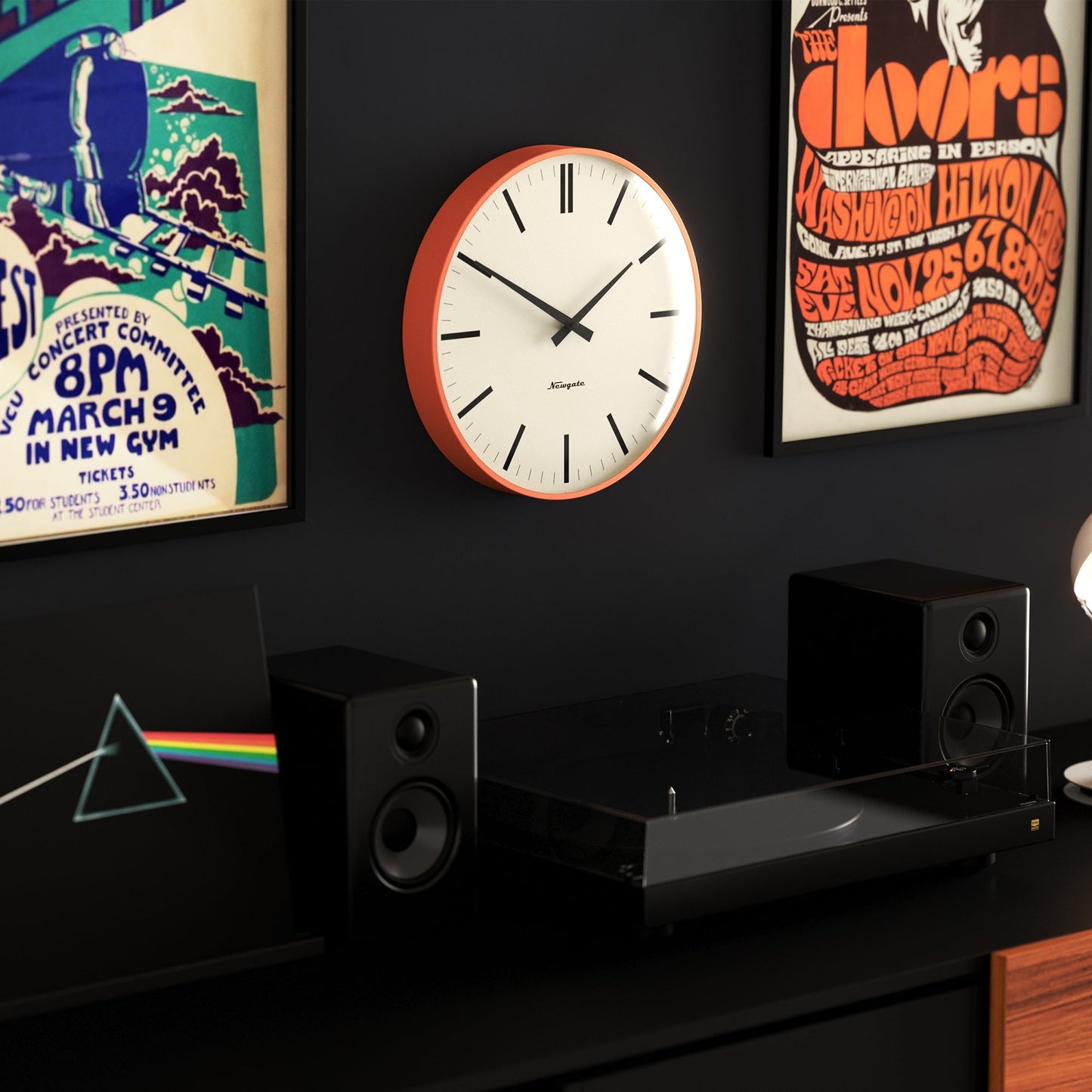 Newgate Radio City Wall Clock Marker Dial - Matte Pumpkin Orange