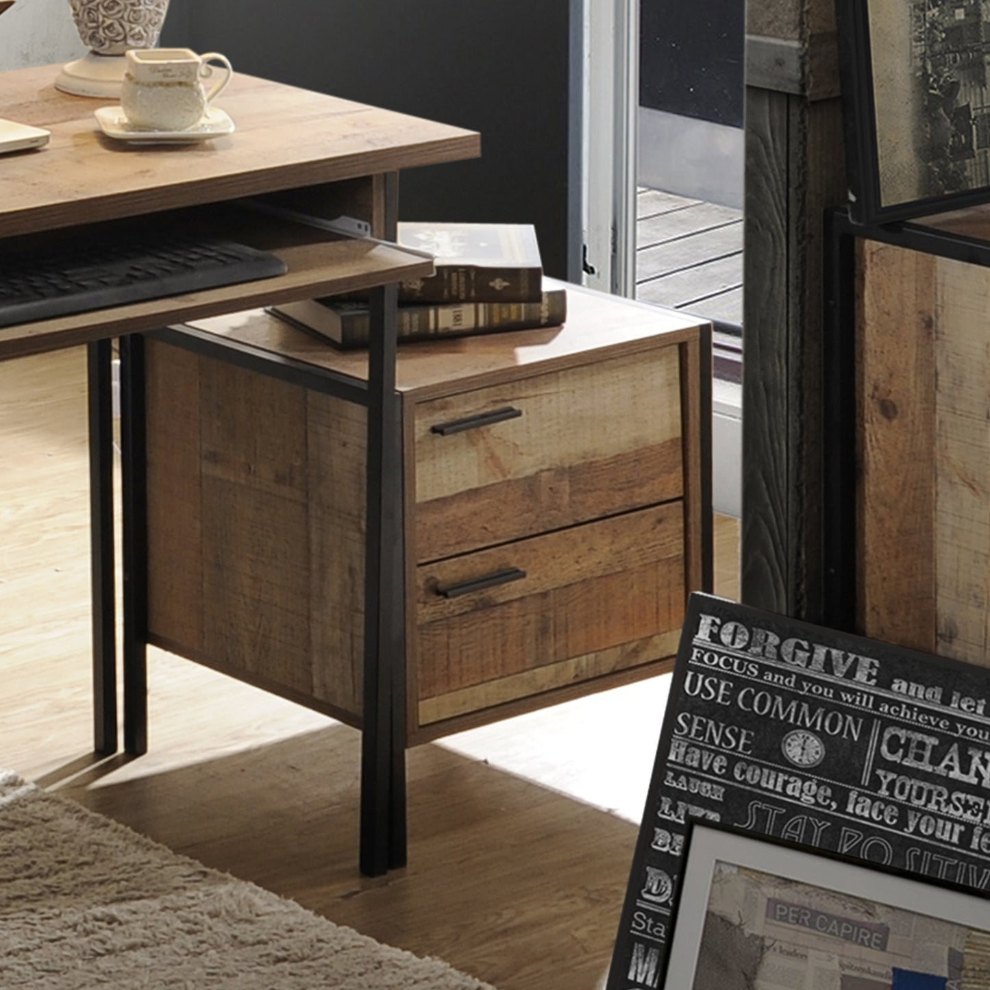 Bedside Table with 2 drawers in Oak Colour