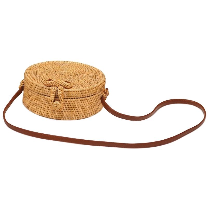 Handmade Round Bowknot Vintage Style Rattan Bag