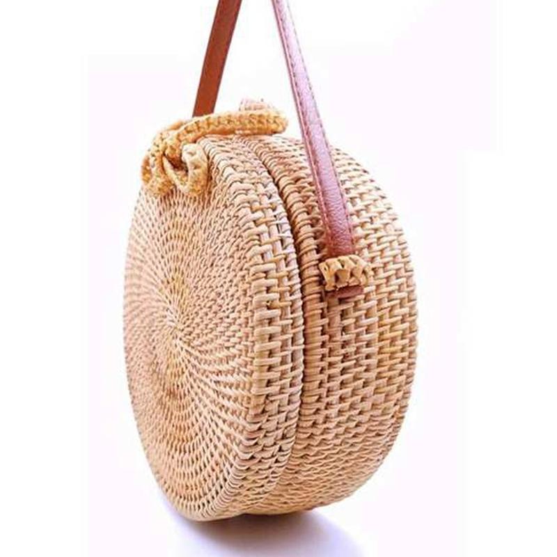 Handmade Round Bowknot Vintage Style Rattan Bag