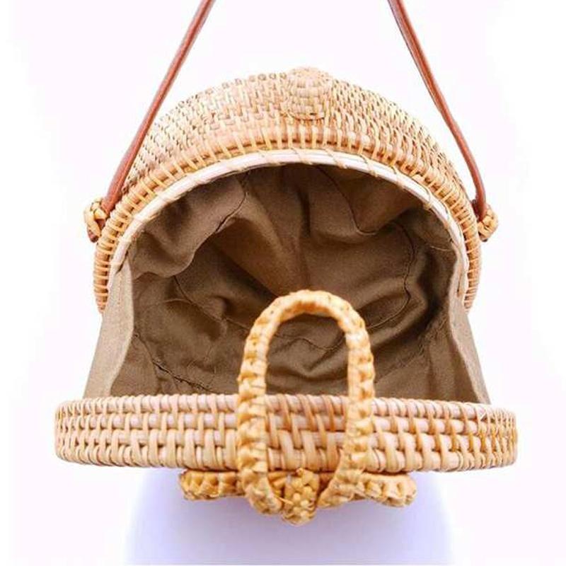 Handmade Round Bowknot Vintage Style Rattan Bag