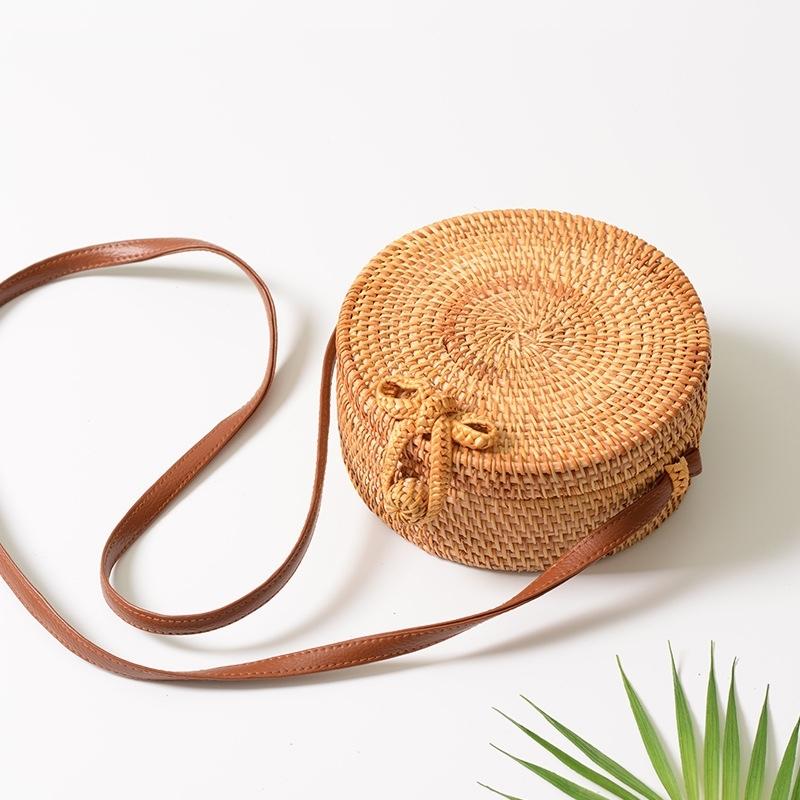 Handmade Round Bowknot Vintage Style Rattan Bag