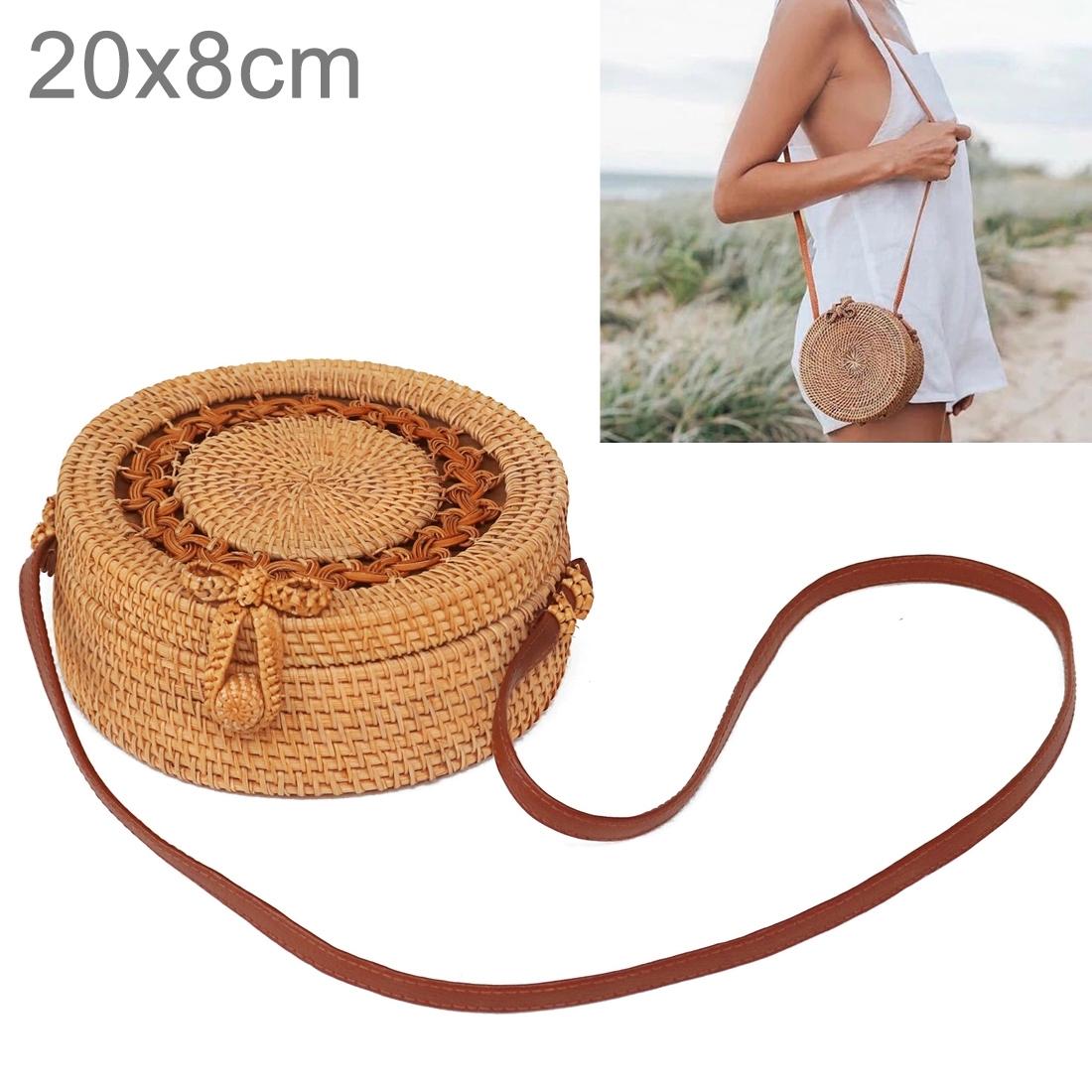 Handmade Round Sunflower Vintage Style Rattan Bag