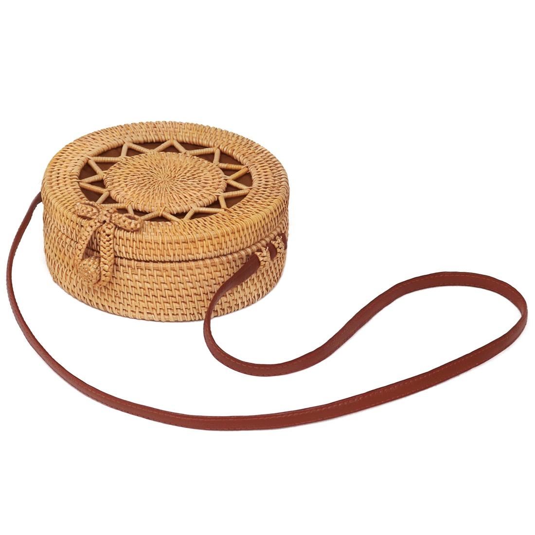 Handmade Round Flower Vintage Style Rattan Bag