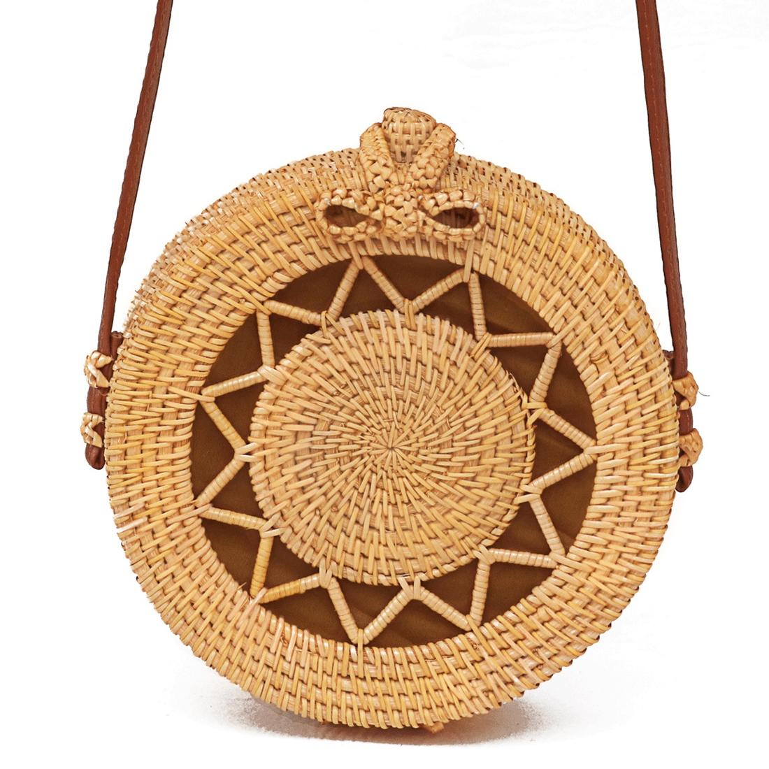 Handmade Round Flower Vintage Style Rattan Bag