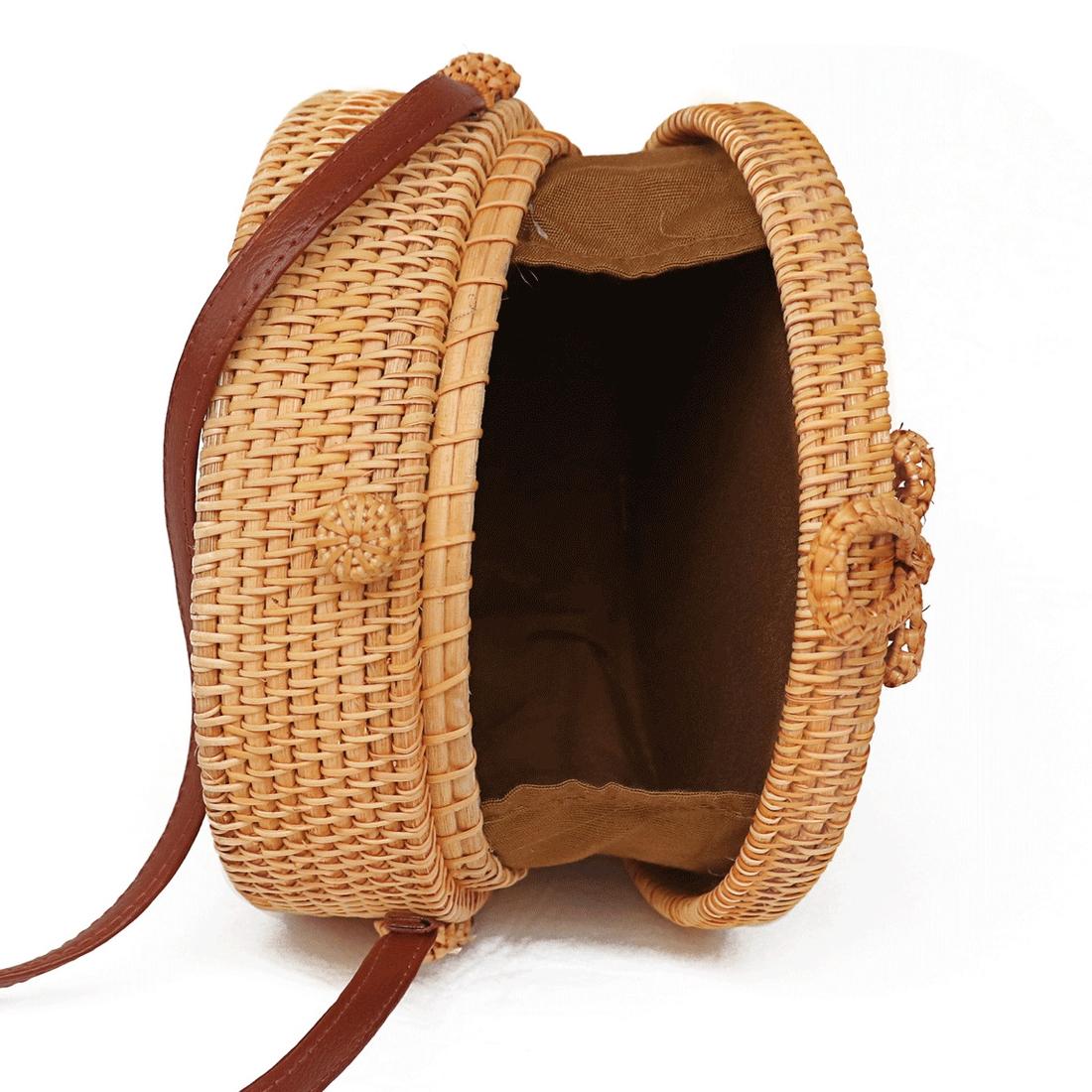 Handmade Round Flower Vintage Style Rattan Bag