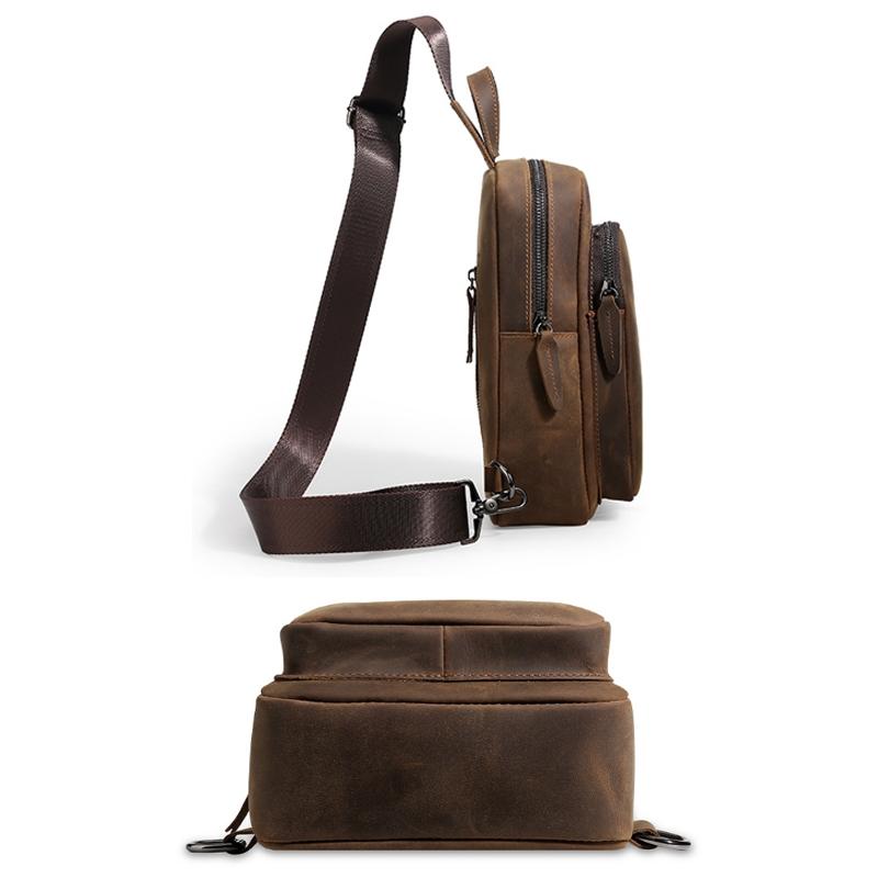 Vintage Leather Travel Messenger Bag - Coffee