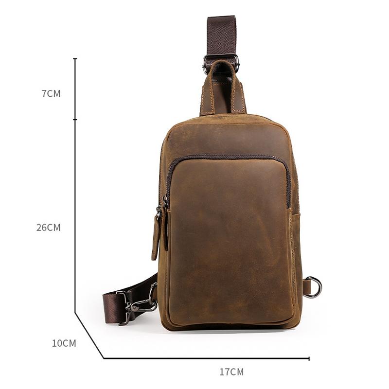 Vintage Leather Travel Messenger Bag - Coffee