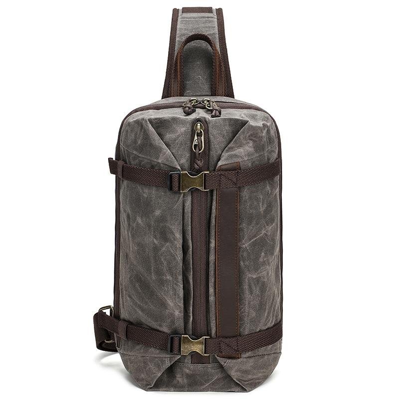 Retro Waxed Canva Crossbody Bag For Men - Grey