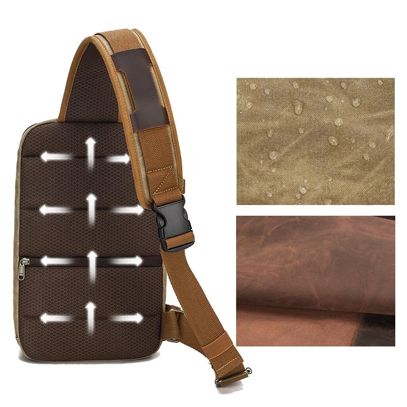 Retro Waxed Canva Crossbody Bag For Men - Grey