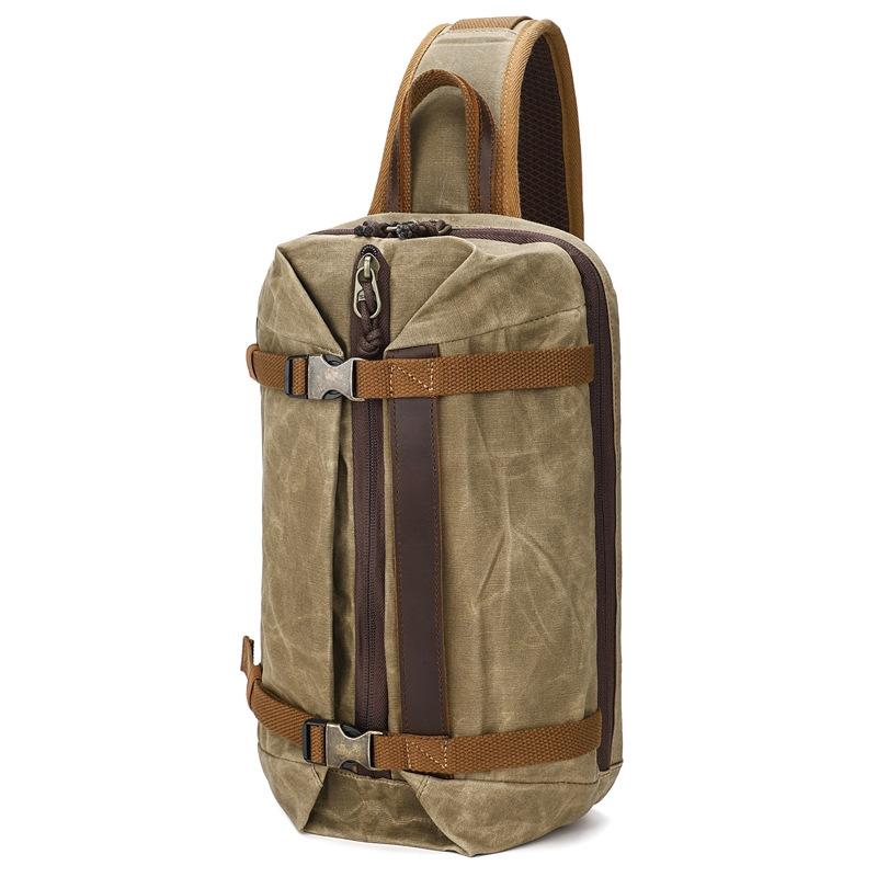 Retro Waxed Canva Crossbody Bag For Men - Grey