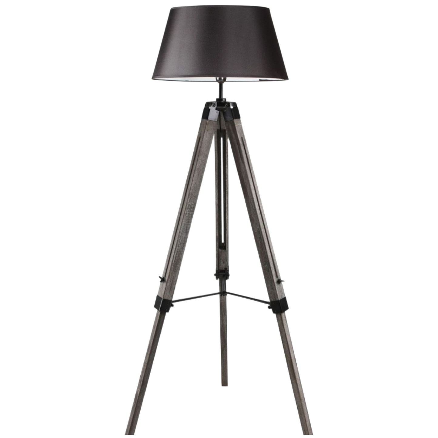 Large Tripod Floor Lamp - Black Linen
