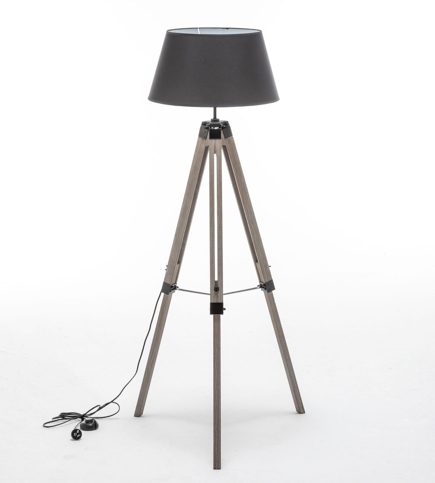 Large Tripod Floor Lamp - Black Linen