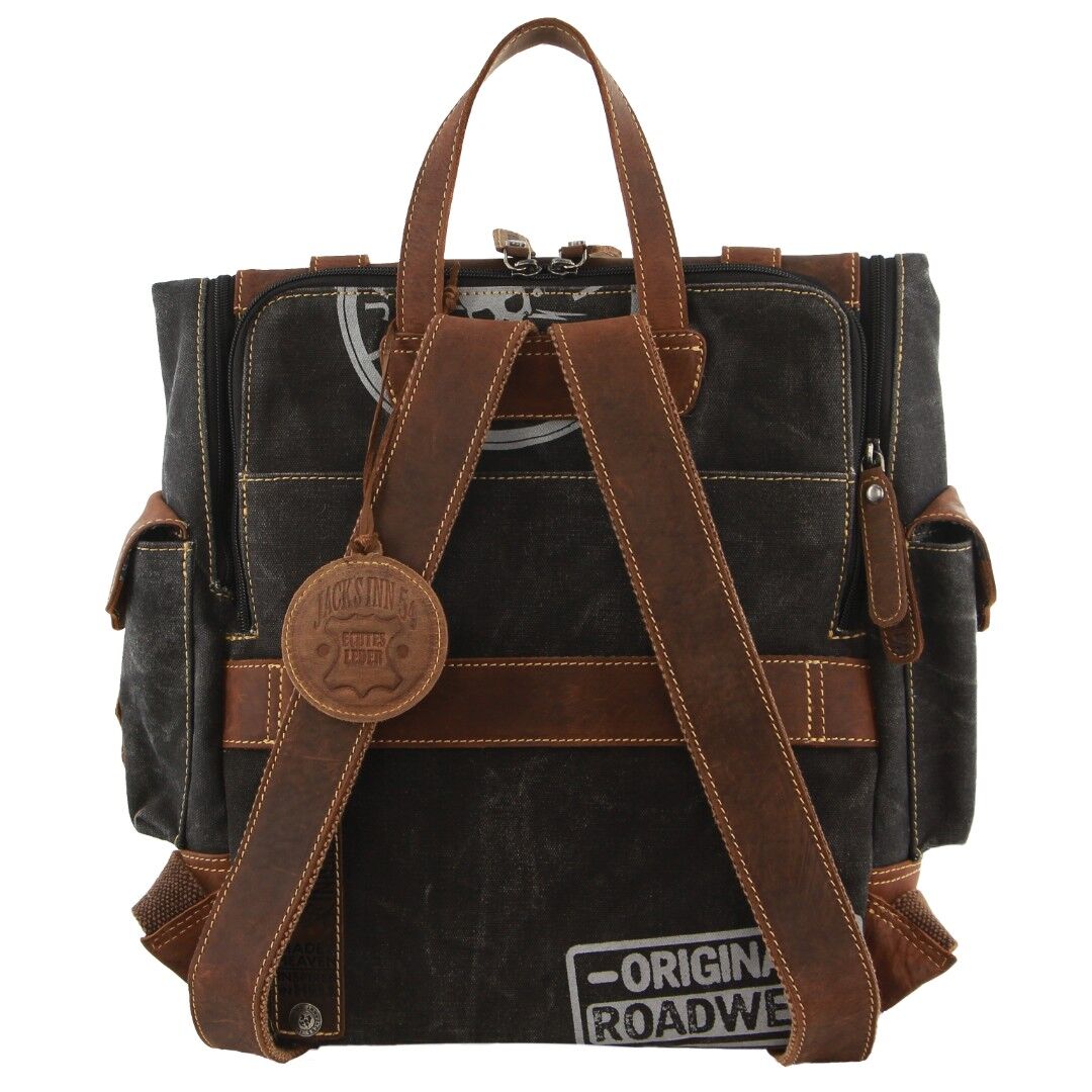 Jack's Inn Panama Canvas and Leather Vintage Backpack - Cognac