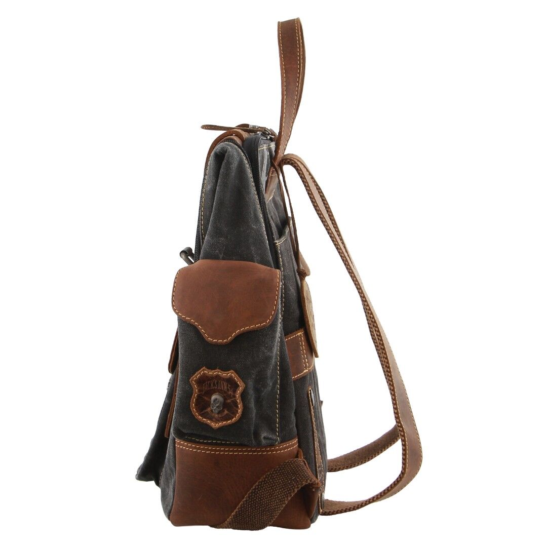 Jack's Inn Panama Canvas and Leather Vintage Backpack - Cognac