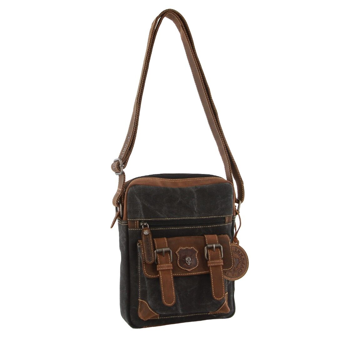Jack's Inn Panama Canvas and Leather Crossbody Vintage Bag - Cognac