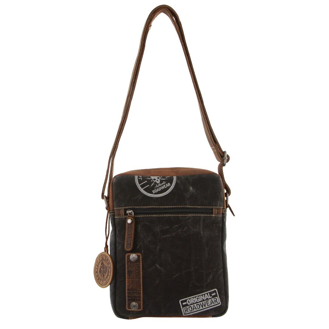 Jack's Inn Panama Canvas and Leather Crossbody Vintage Bag - Cognac