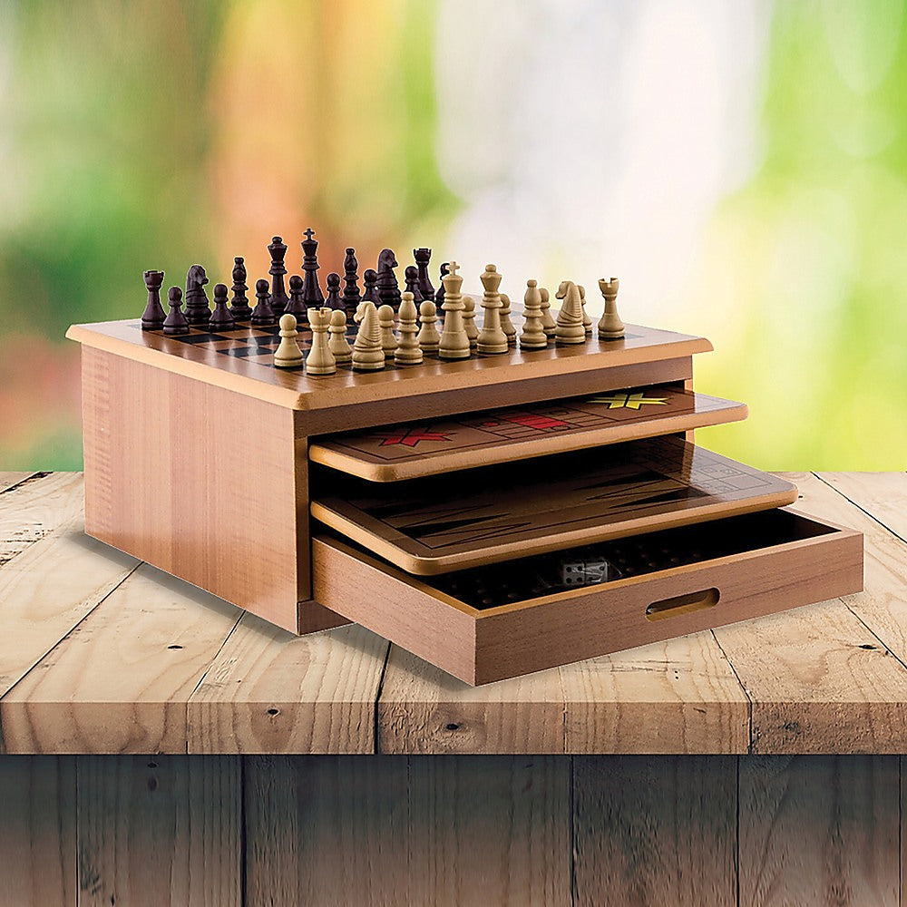 10-in-1 Wooden Chess Board Games