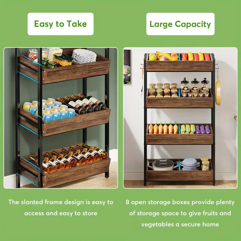 4-Tier Wood Snack Rack Basket - Vintage Brown