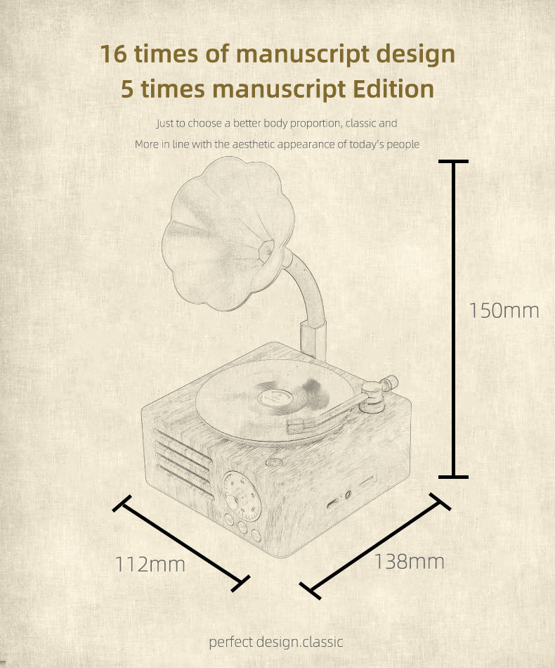 Vintage Style Gramophone Wireless Bluetooth Speaker